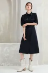 Jimmy Seo washed cotton shirt Dress 2021 New Summer Korean-style stylish cinched waist tie single-breasted dress details Picture